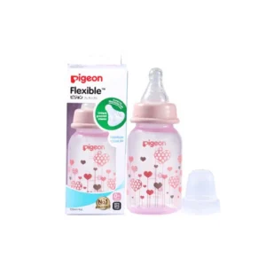 Pigeon Flexible Peristaltic Nipple Slim Neck Feeding Bottle Pink S (1M+) 120ml